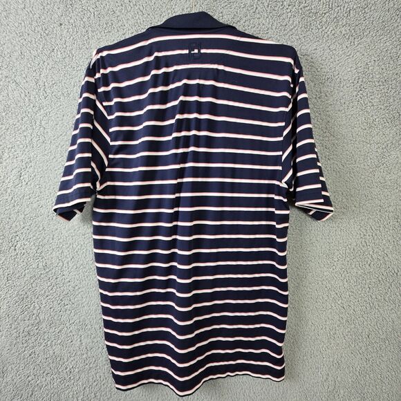 FootJoy Golf Polo Mens Sz Medium M Blue White Pink Striped Stretch Shirt - Picture 2 of 6